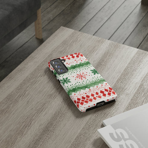 Watercolor Christmas Knitting - Impact Resistant Phone Case